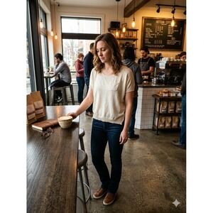 Relativety Hi- Low Hem Thin Sweater. Metallic Accent Size M NWOT  20"‎ PTP,...